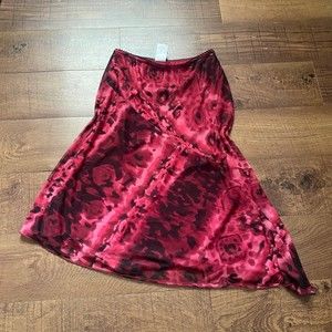 y2k / vintage whimsigoth red and black asymmetrical mesh layered skirt